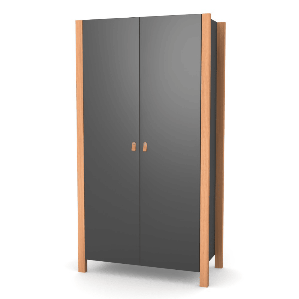 Dětska šatní skřín Zukko 960 Gekko Kids, Tmavě šedá / Přírodní buk